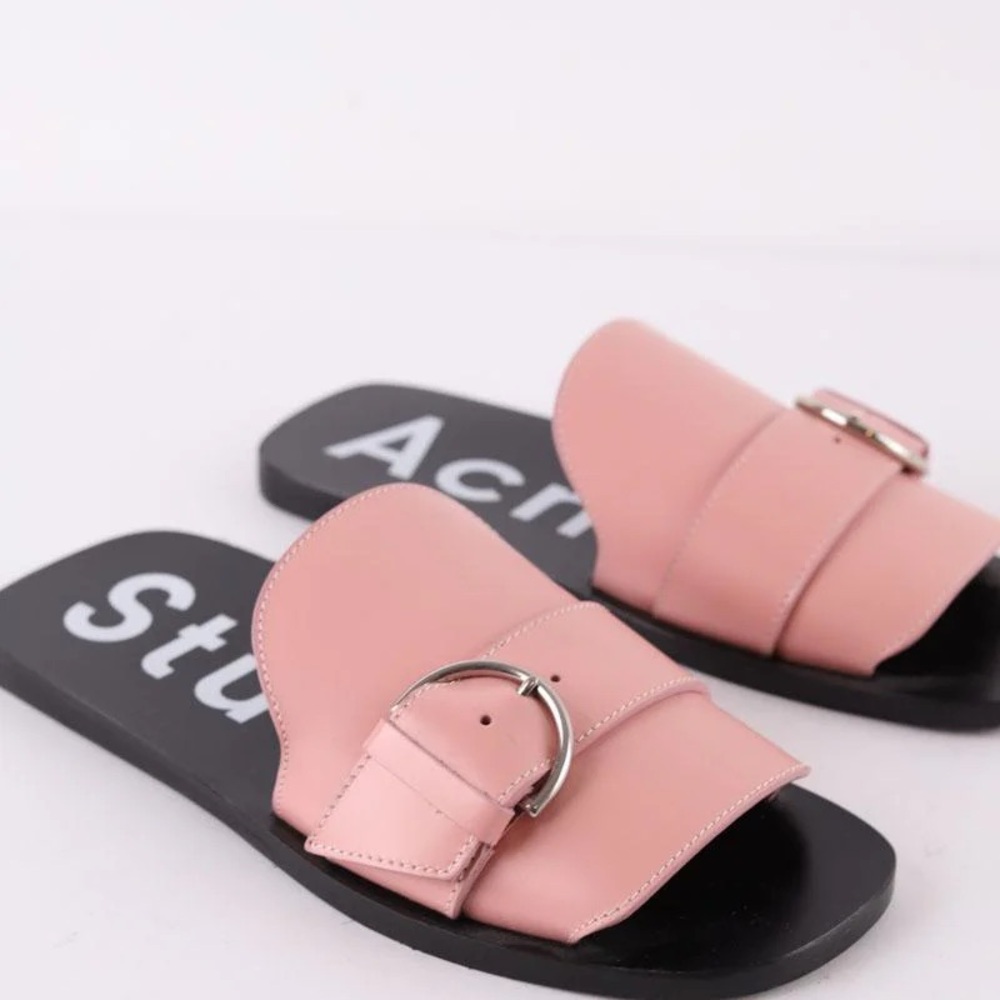 Acne Pink and Black Minimalist Sandals